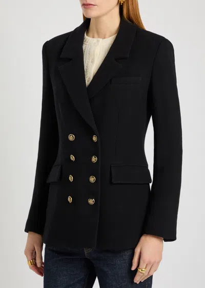 Veronica Beard Claude Dicky Double-breasted Stretch-wool Blazer In Black