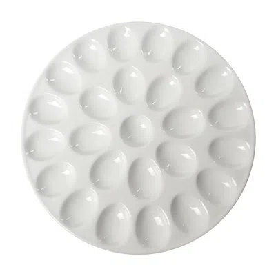 Our Table Simply White 13 Inch Egg Serving Platter In White