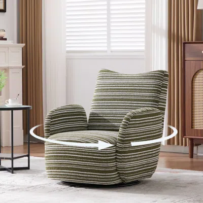 Streamdale Furniture Streamdale Modern Style Swivel Leisure Chair With Striped Armrest In Multi