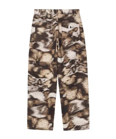 Carhartt Omens Wild Dog Print Brandon Graphic-print Wide-leg Denim Jeans In Brown