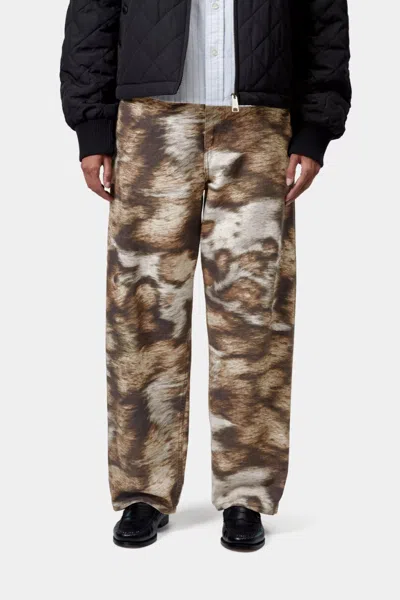 Carhartt Omens Wild Dog Print Brandon Graphic-print Wide-leg Denim Jeans In Brown