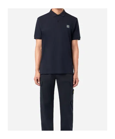 Stone Island Mens Black Brand-patch Regular-fit Stretch-cotton Polo Shirt Xl