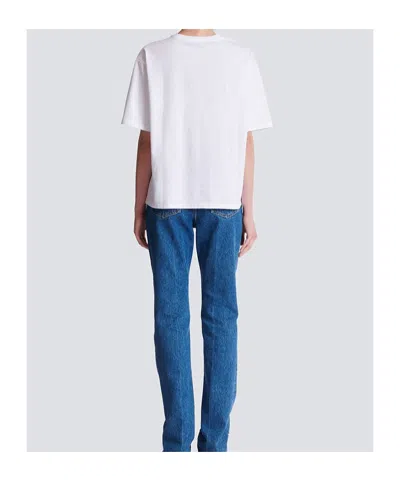 Balmain Paris Logo Bulky Graphic Crewneck Tshirt In White
