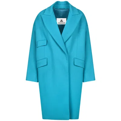 Merlenne Women's Blue Wool Coat In Aquamarine In Blue