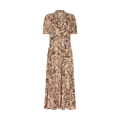 Lily And Lionel Women's Neutrals Julia Button Down Snakeskin Print Maxi Dress In Brown In Brown