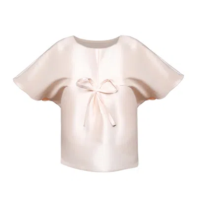 Madebyza Women's Pink Sculptural Top With Bow Details In Pink