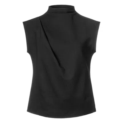Jana Coshè Women's Black Cocktail Blouse – Minimalist High-neck Event Top In Black