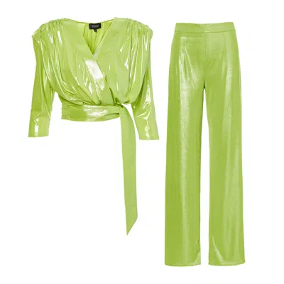 Bluzat Women's Green Metallic Lime Set In Green