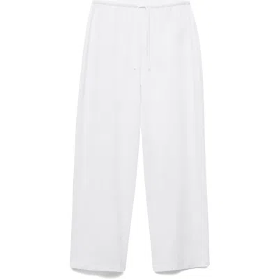Mango Cotton Drawstring Pants In White