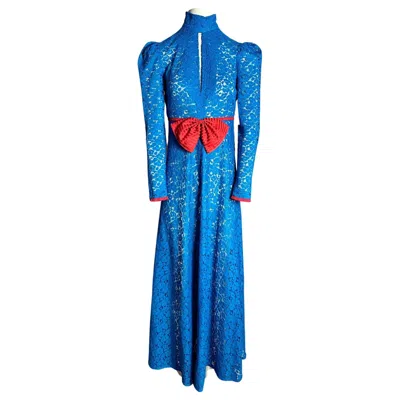 Couture To Your Door Women's Blue / Red Cerulean Blue Lace Maxi Dress In Blue