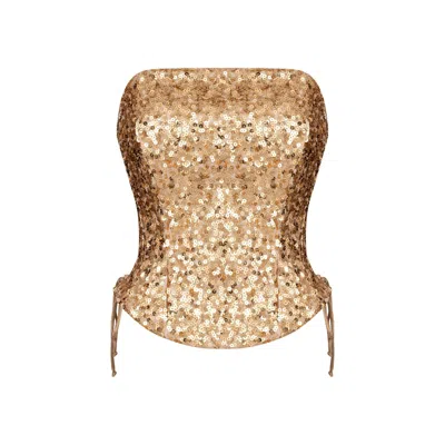 Elsava Women's Golden Sequin Corset In Gold
