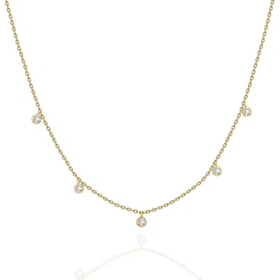 Azalea Jewelry Women's Gold Five Lab Diamond Station Necklace In Gold