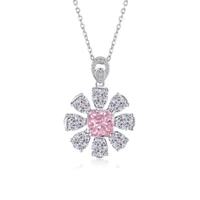 Wjy Studio London Women's White / Pink Brilliant Pink Diamond Sun Necklace In Metallic