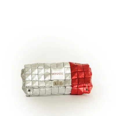 Monade Women's Red / Silver Pouch Bag Shine Silver & Red In Multi