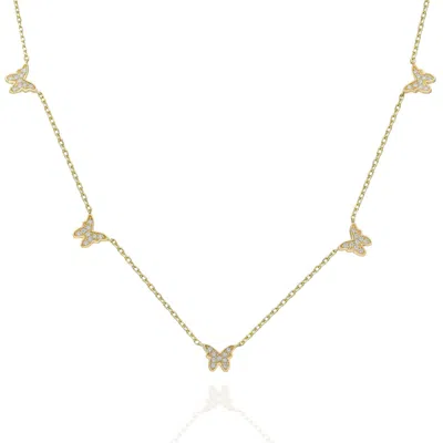 Azalea Jewelry Women's Gold Diamond Butterfly Station Necklace In Gold