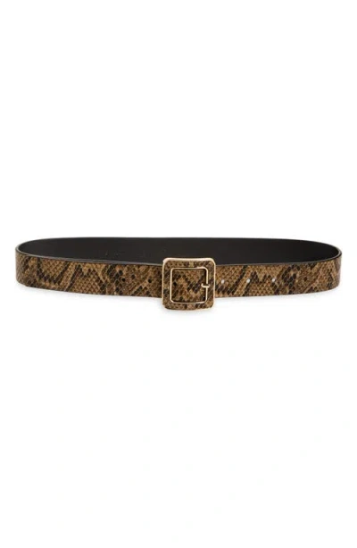 Nordstrom Mila Snake Embossed Leather Belt In Brown