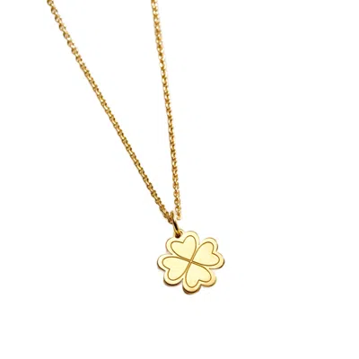 Posh Totty Designs Women's Yellow Gold Plated Four Leaf Clover Charm Necklace In Gold
