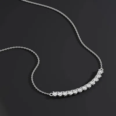 Azalea Jewelry Women's Gold / White Three Prong Lab Diamond Curved Necklace In Metallic