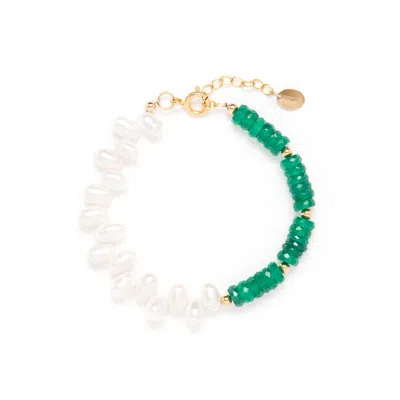 Monái Women's Green / White Green Onyx Asymmetric Bracelet In Green