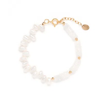 Monái Women's White Moonstone Asymmetric Bracelet In Gold