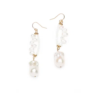 Monái Women's White Baroque Pearl Moonstone Earrings In Metallic