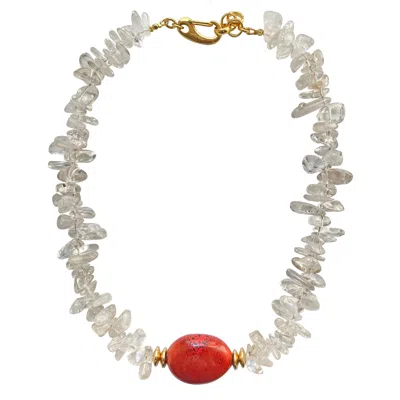 Smilla Brav Women's Gold / Red Quartz Necklace Madeleine In Gold
