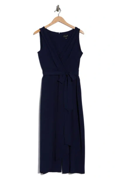 Connected Apparel Wrap Jumpsuit In Blue