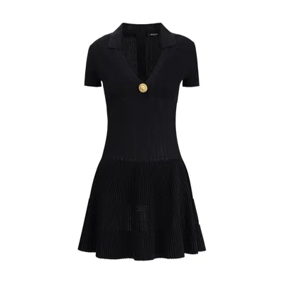 Balmain Women Flared Knit Mini Dress In Black