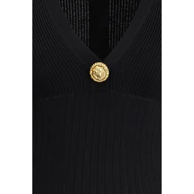 Balmain Women Flared Knit Mini Dress In Black