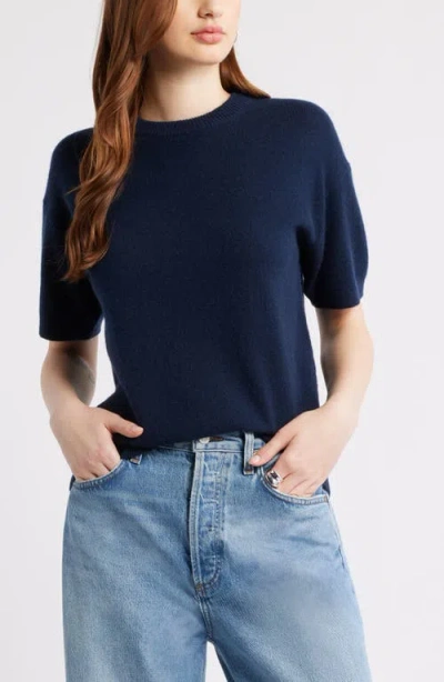 Nordstrom Short Sleeve Cashmere Sweater In Blue