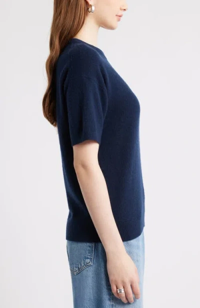 Nordstrom Short Sleeve Cashmere Sweater In Blue