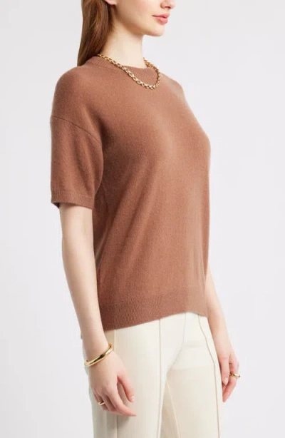 Nordstrom Short Sleeve Cashmere Sweater In Brown