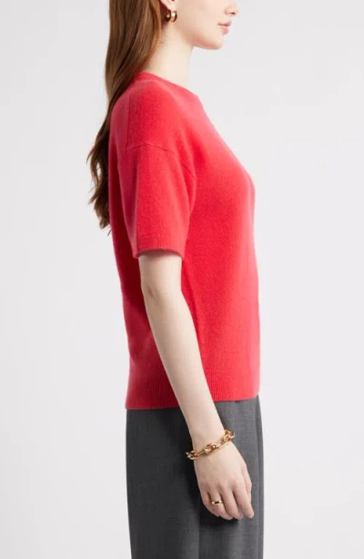 Nordstrom Short Sleeve Cashmere Sweater In Red