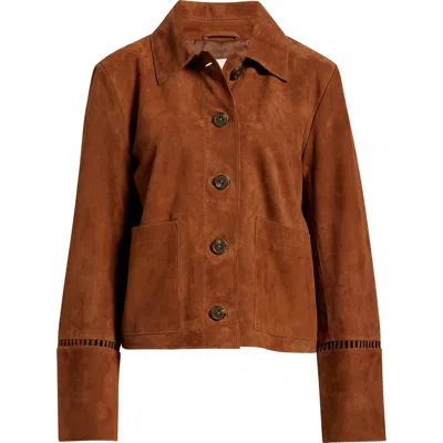 Treasure & Bond Suede Swing Jacket In Brown