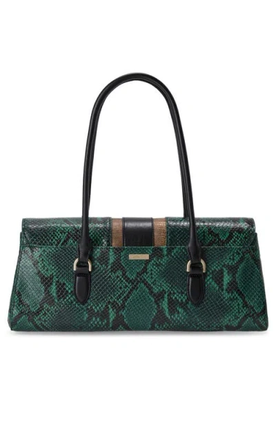 Brahmin Dayan Croc Embossed Leather Satchel In Green