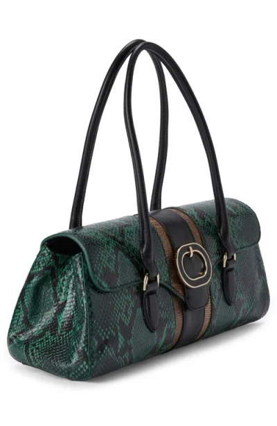 Brahmin Dayan Croc Embossed Leather Satchel In Green