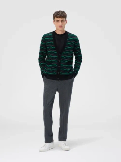 Missoni Cardigan In Pure Wool With Wave Stitch In Green