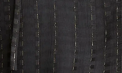 Vince Metallic Stripe Long Sleeve Top In Gray