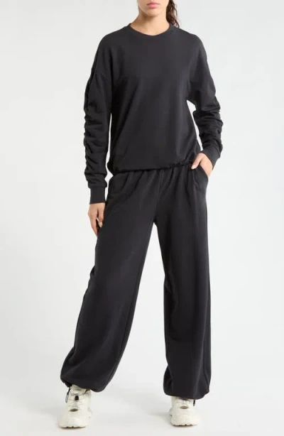 Zella Cinch Side Long Sleeve Top In Black