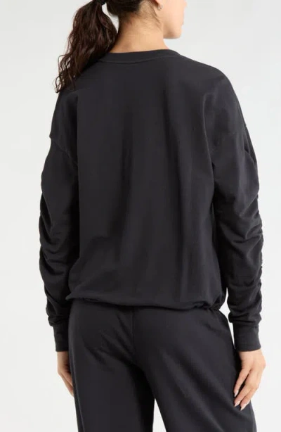 Zella Cinch Side Long Sleeve Top In Black