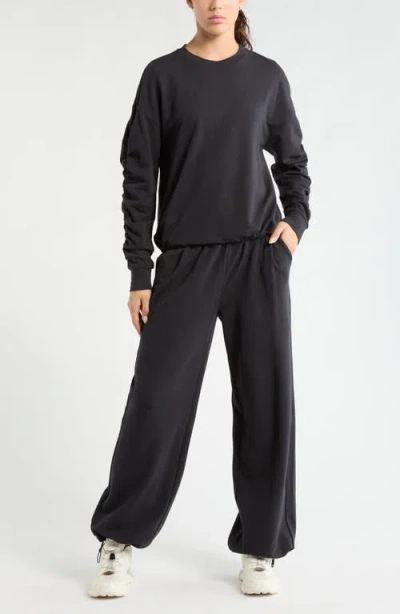 Zella Cinch Cord Hem Sweatpants In Black