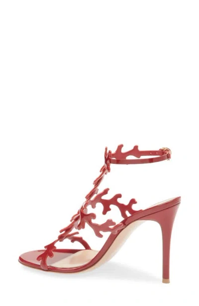 Gianvito Rossi Red Cut-out Ankle-strap Heels In Red