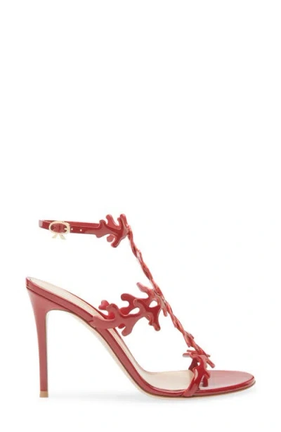 Gianvito Rossi Red Cut-out Ankle-strap Heels In Red