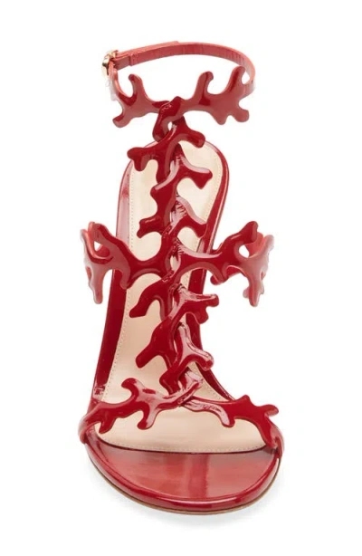 Gianvito Rossi Red Cut-out Ankle-strap Heels In Red