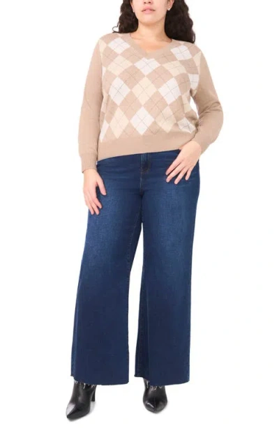 Halogenr Halogen(r) Argyle V-neck Sweater In Multi