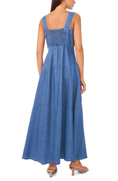 Vince Camuto Square Neck Chambray Maxi Dress In Blue