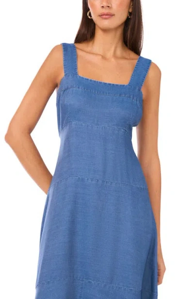 Vince Camuto Square Neck Chambray Maxi Dress In Blue