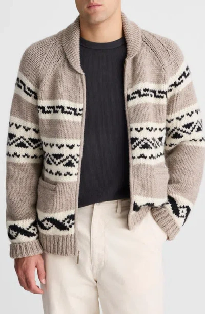 Madewell Fair Isle Zip Front Cardigan Jacket In Brown