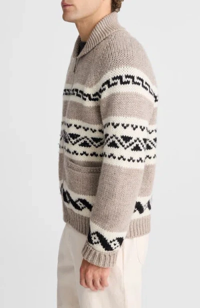 Madewell Fair Isle Zip Front Cardigan Jacket In Brown