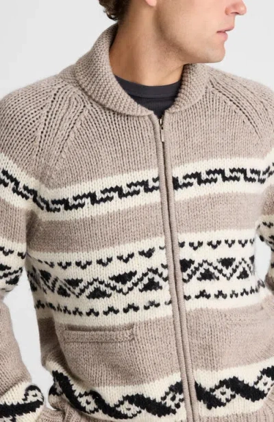 Madewell Fair Isle Zip Front Cardigan Jacket In Brown
